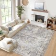 thumbnail image 2 of Twister.CK Vintage Floral Distressed Area Rug, 9' x 12' Washable Rugs Stain Resistant Indoor Carpet with Non-Slip Backing for Bedroom Living Room Dining Room, Blue, 2 of 9