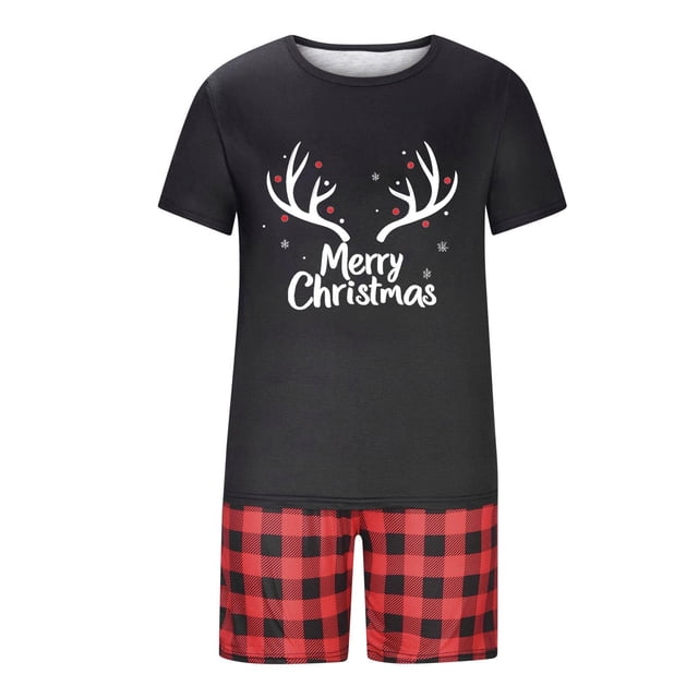Birdeem Tenues Parent-Enfant de Noël, Chandail à Imprimé Mode Style Maman, Ensemble de Pyjama à Manches Courtes, Tenues de Noël pour Chien