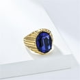thumbnail image 2 of PAURO Men's Stainless Steel Oval Gemstone Ring Vintage Unique Multicolor Gem Cubic Zircon Jewelry Gold Blue Sise 10, 2 of 3