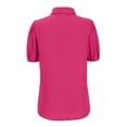thumbnail image 5 of Duoif Womens Tops Womens Shirts Button down Dress Shirts Casual Short Sleeve Textured Collared Summer Work Blouse Camping Clothes Hot Pink S, 5 of 8