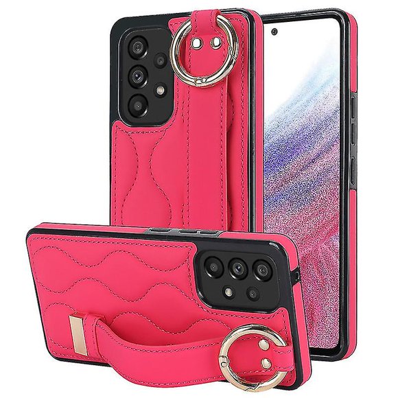 Funda de PU con anillo de cobertura total antideslizante para Samsung Galaxy A53 5g con pulsera
