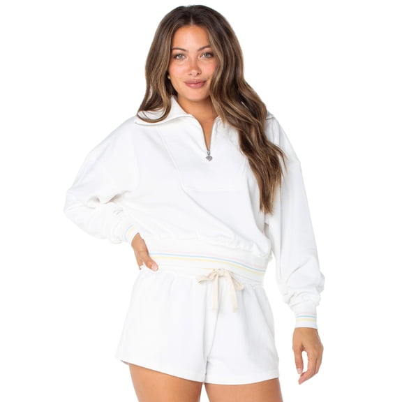 Celebrity Pink Women's Quarter Zip Pullover Sweatshirt, Sizes XS-XXXL