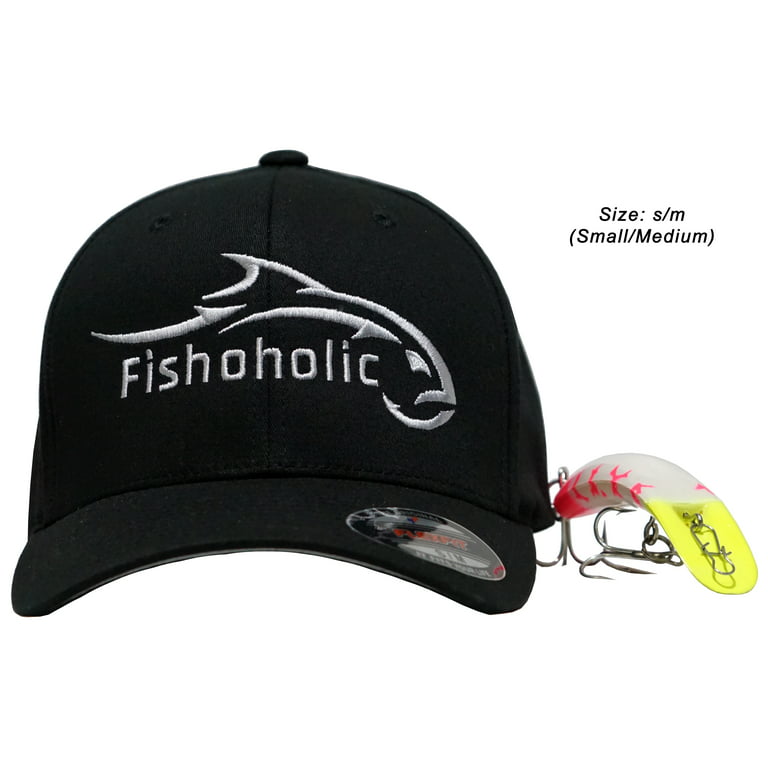 Fishoholic Baseball Flexfit Fishing Hat All Silver Logo on Front and Bend  Your Rod on Back. Fishaholic Registered Trademark. Fly Fish for Bass Trout  in Fresh or Saltwater. (FF-Slvr-Slvr S/M) 