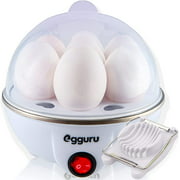 Egguru Electric Egg Cooker Boiler Maker Soft, Medium or Hard Boil 7 Egg Capacity Automatic Shut Off, noise free, white
