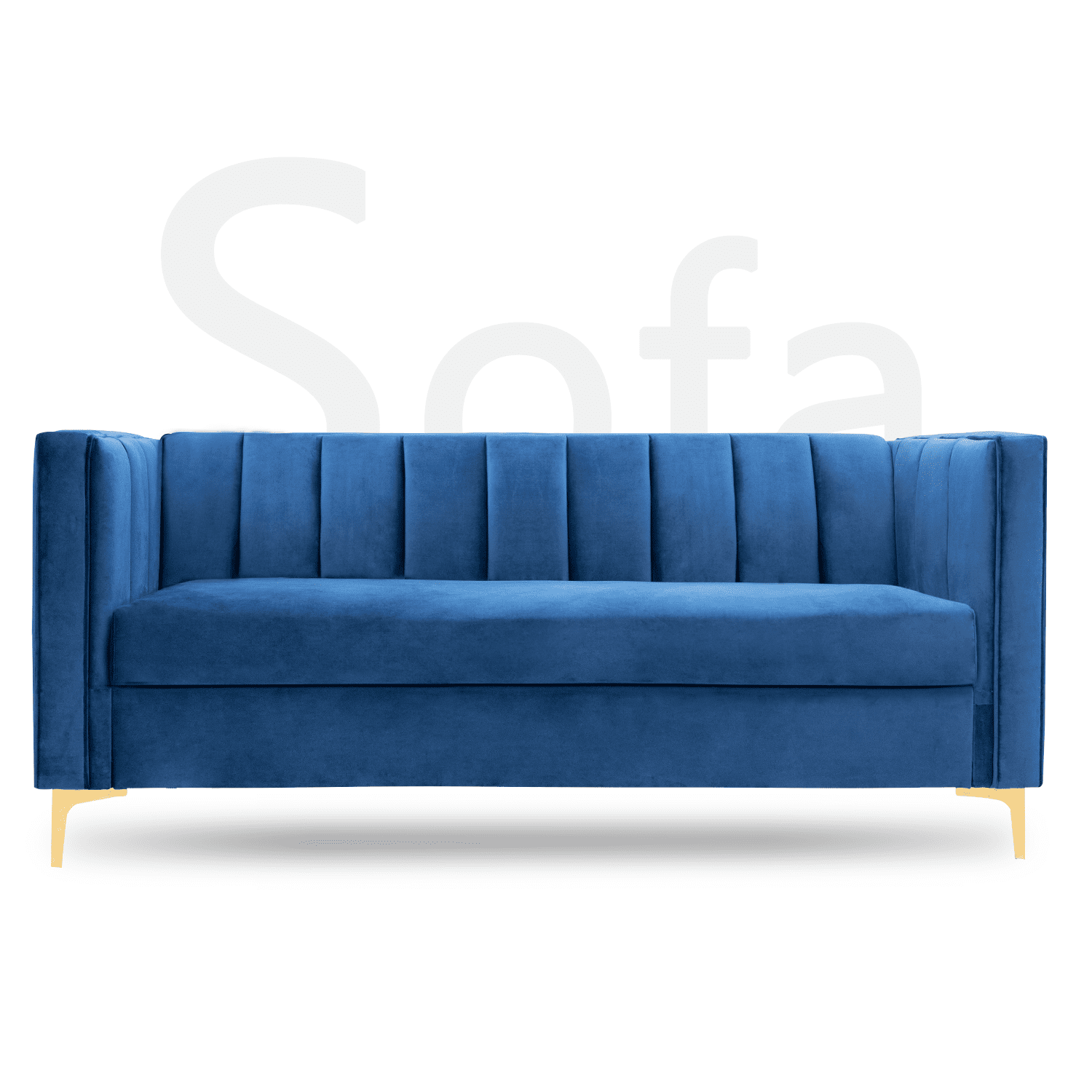 Walnew 71 Velvet Square Upholstered Sofa With Armrest Living Room Couch Navy Blue Walmart Com Walmart Com
