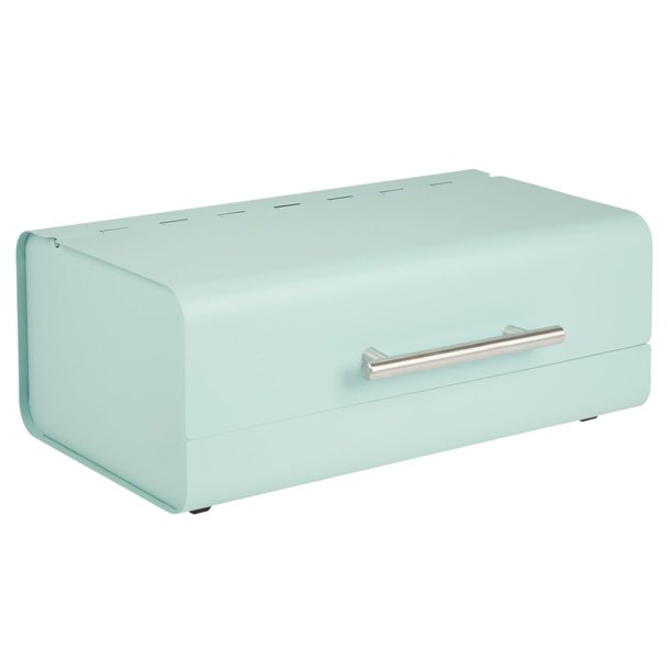 mDesign Metal Kitchen Countertop Bread Box, Home Storage Bin Mint