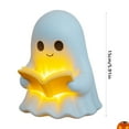 thumbnail image 3 of Cute Ghost Reading Book Lamp, New Halloween Light Up Ghost Statue Night Light with Smile, Halloween Home Office Decor, Funny Indoor Ghosts Figurine Decor for Bedroom Living Room (1PCS), 3 of 9