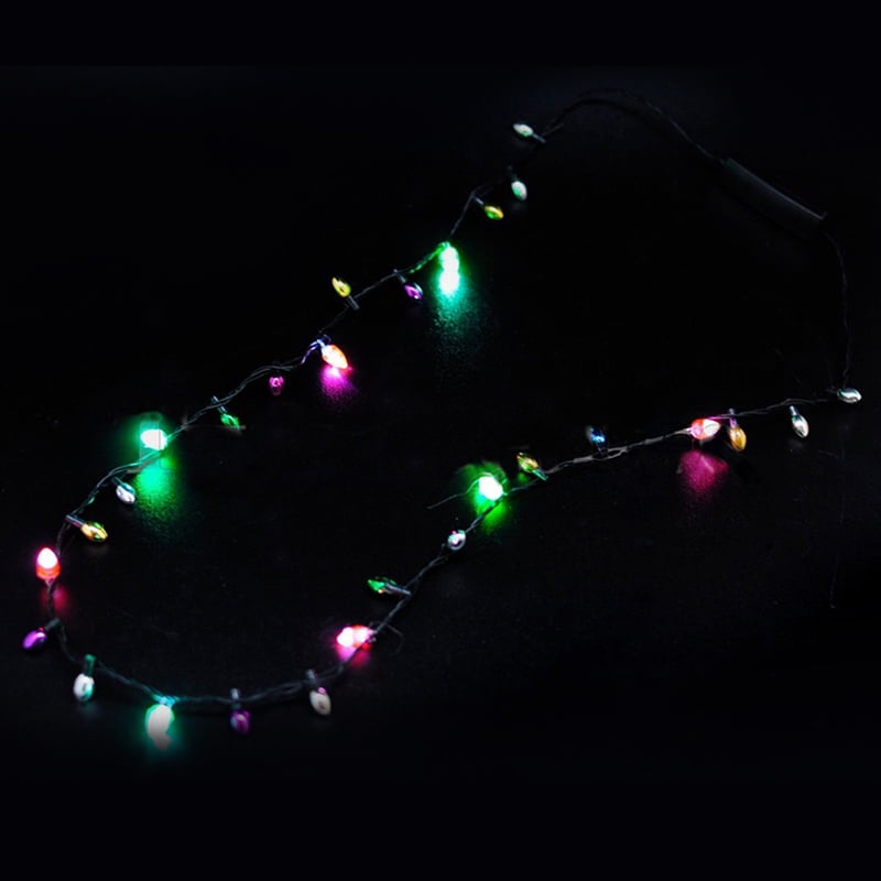 1 Pcs Mini Flashing Lightup Blinking Christmas Lights Costume Necklace 8 LED Bulbs Christmas