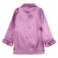 thumbnail image 5 of eczipvz Kids Boys Girls Pajama Sets Silk Satin Button Down Shirt Top and Pants Set Infant Baby Sleepwear Purple 5-6 Years, 5 of 9