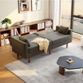 75" Faux Leather Sofa Bed, Convertible Futon Sofa Bed with Adjustable