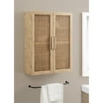 thumbnail image 2 of Kate and Laurel Ori Transitional Cane Two-Door Wall Cabinet, 22 x 7 x 28, Natural Wood, Decorative Rattan Over-the-Toilet Storage Cabinet with Three Shelves for Bathroom Decor or Living Room Display, 2 of 9