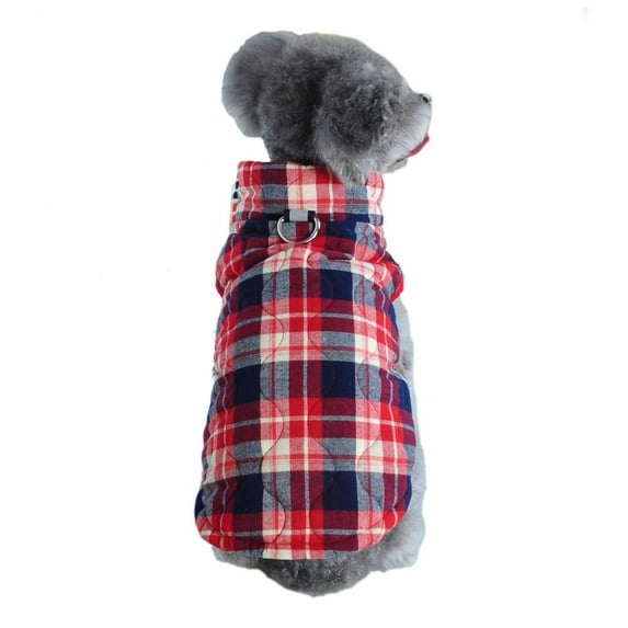 Winter Washable Puppy Parkas Outfits For Small Medium And Large Dogs Plaid Zipper Dog Clothes Puppy Jacket Pet Costume Pet Clothing RED S