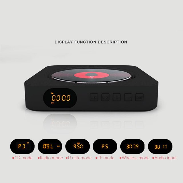 Reproductor De Cd Reproductor de música portátil Pantalla LED Radio FM 5.1 compatible con Bluetooth con soporte
