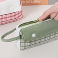 thumbnail image 5 of Spliced Plaid Canvas Pencil Case, Portable Handheld Stationery Pouch for Adults and College Students, Office Professional Desk Organizer, Lazyguy, 5 of 9