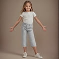 thumbnail image 6 of Fengactive Little Girls Straight Leg Dress Capri Pants High Waisted Office Work Pants Capris for Girls with Pockets, 6 of 9