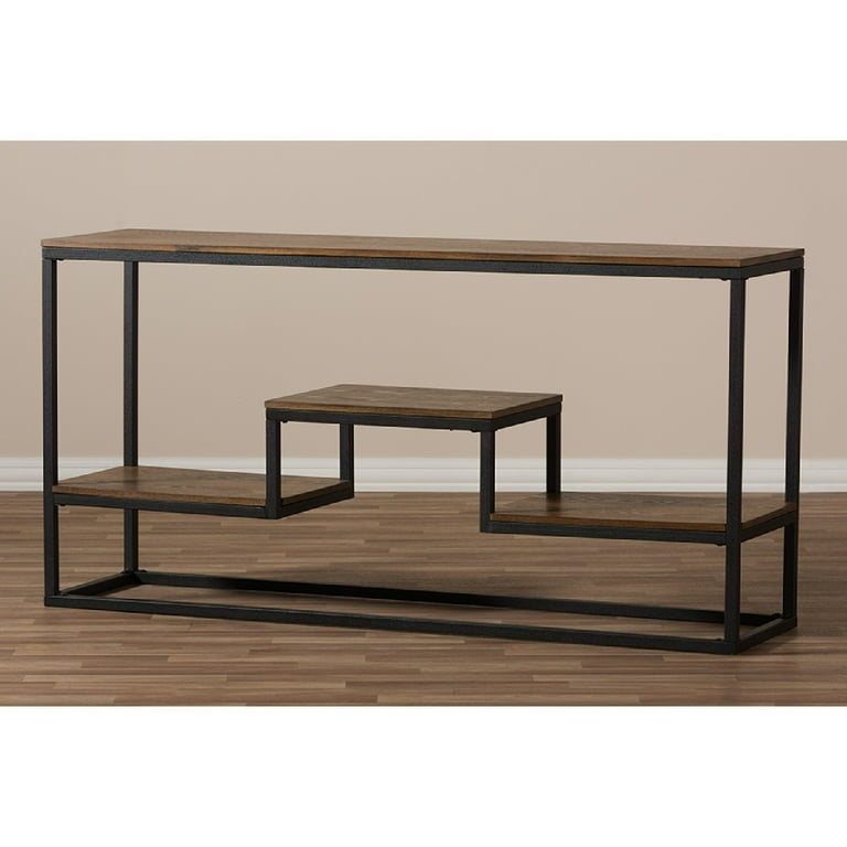 Baxton Studio Doreen Rustic Industrial Style Antique Black Textured Finished Metal Distressed Wood Console Table Baxton Studio Doreen Rustic Industrial Style Antique Black Textured Finished Metal Distressed Wood Console Table