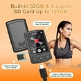 thumbnail image 3 of Reproductor de Mp3 de 32 GB con clip, reproductor de música Mp3 Mp4 portátil con Bluetooth 5.0, pantalla táctil completa HD de 1,8 pulgadas, grabadora de voz, reproductor de música de sonido, 3 of 8