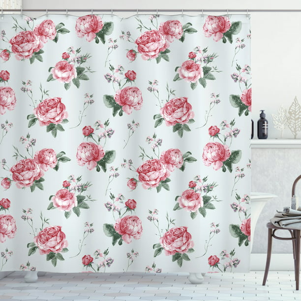 Rose Shower Curtain, Blooming English Rose Watercolor Painting Style ...