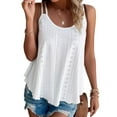 thumbnail image 3 of UVN Spaghetti Strap Tank Tops for Women Summer Sleeveless Tops Eyelet Embroidery Flowy Shirts Scoop Neck Loose Cami, 3 of 9