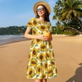 thumbnail image 4 of Vsdgher Tournesols pour Femmes Été 2025 Robes Midi Décontractées Légères Manches Courtes Col Rond Robe de Plage, 4 of 6