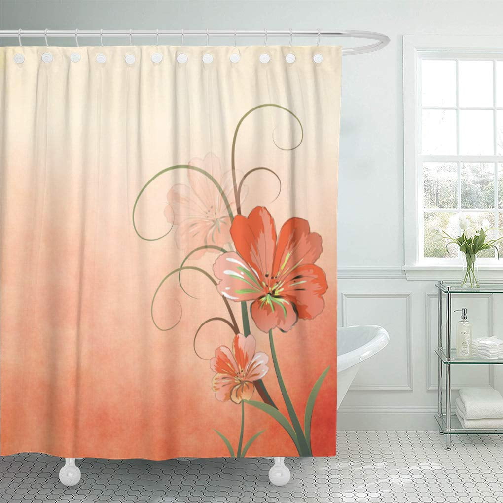 Atabie Watercolor Girly Abstract Peach And Green Home Classic Chic Shower Curtain 60x72 Inch Walmart Com Walmart Com