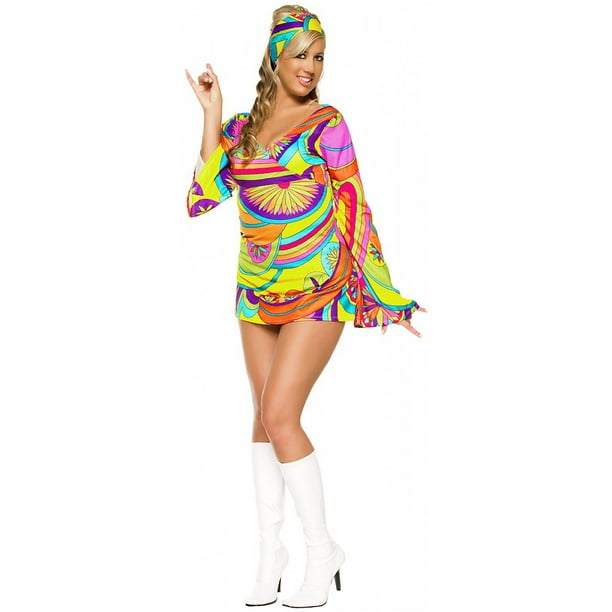 Hippie GoGo Girl Adult Costume Plus Size 1X/2X