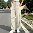 thumbnail image 5 of Aeguzox Womens Pants Elastic Waisted Outdoor Joggers Casual Loose Solid Color Cargo Pants with Multi-Pockets,Sizes S-2XL, 5 of 7