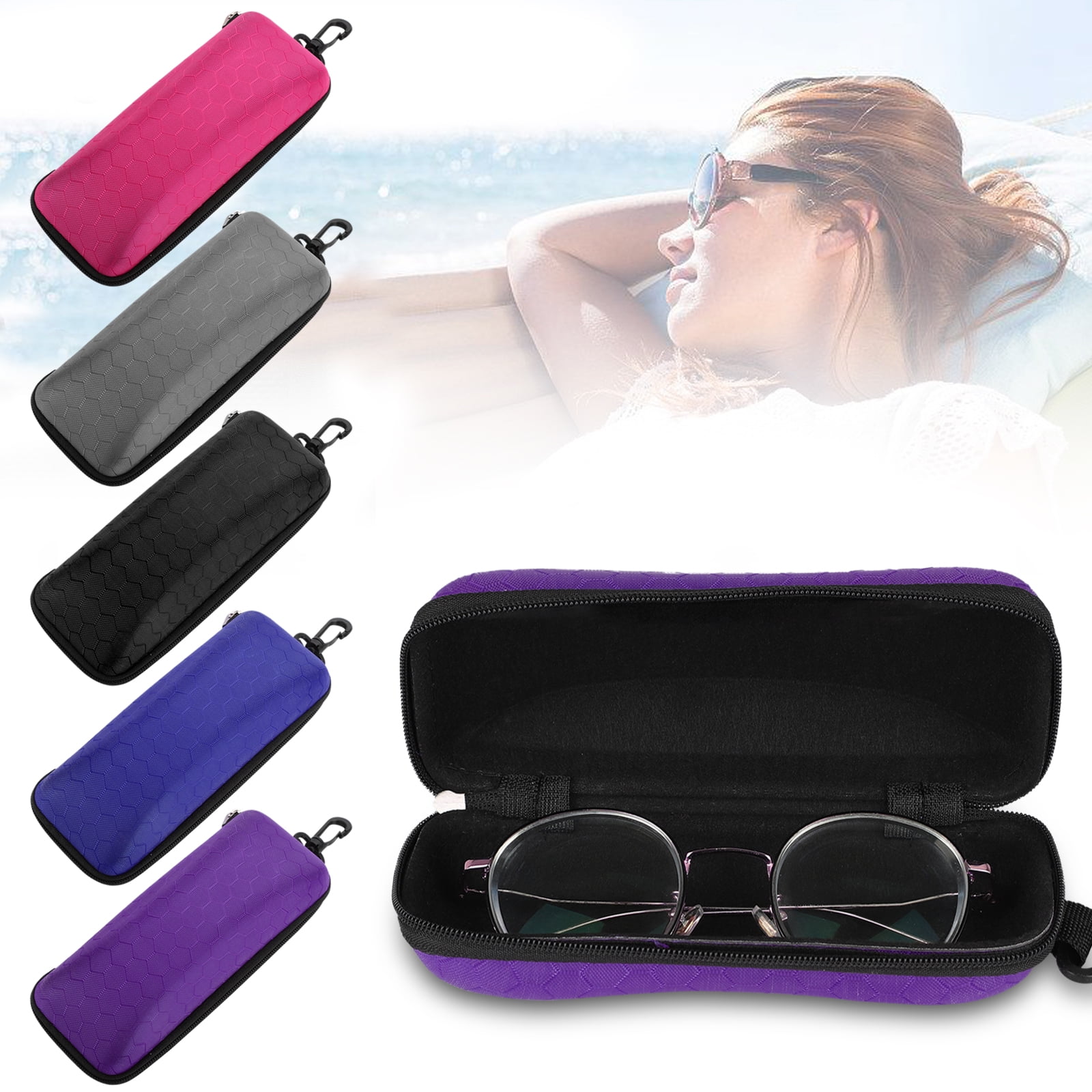 TSV Sunglasses Case, Portable Zipper Glasses Case, Hard Eyeglasses Box