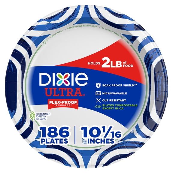 Ultra Heavyweight Dinner Paper Plates, 10", 186 ct.