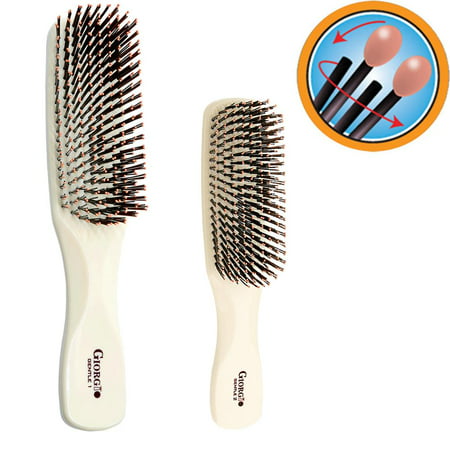 Giorgio GIO1-2IVY Ivory Set Gentle Hair Brush Dresser & Travel Size. Wet & Dry Pro Hair Brush Detangler. Soft for Sensitive Scalp. Good For Men Women & Kids All hair lengths. (Best Chest Hair Length)