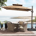 thumbnail image 2 of Pellebant 9 ft. x 12 ft. Rectangular Double Top Patio Cantilever Umbrella, Tan, 2 of 10
