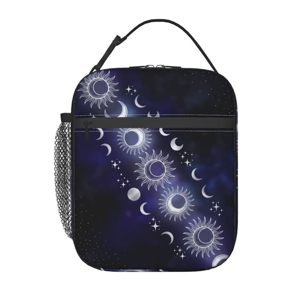 Sun And Moon Lunch Bag Reusable Zipper Closure Leakproof Insulated Lunch Box Cooler Tote Bag Food Container Snack Bag