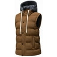 thumbnail image 4 of KVE Men's Warm Winter Hooded Vest Padded Puffer Vest Brown, Large, 4 of 9