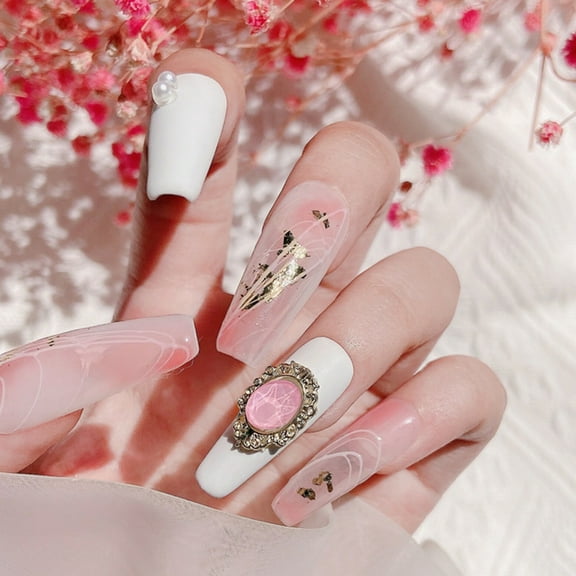 opvise 5Pcs/Pack Nail Decor Vintage Hollow-carved Design Alloy 3D Nail Manicure Craft Ornaments 12