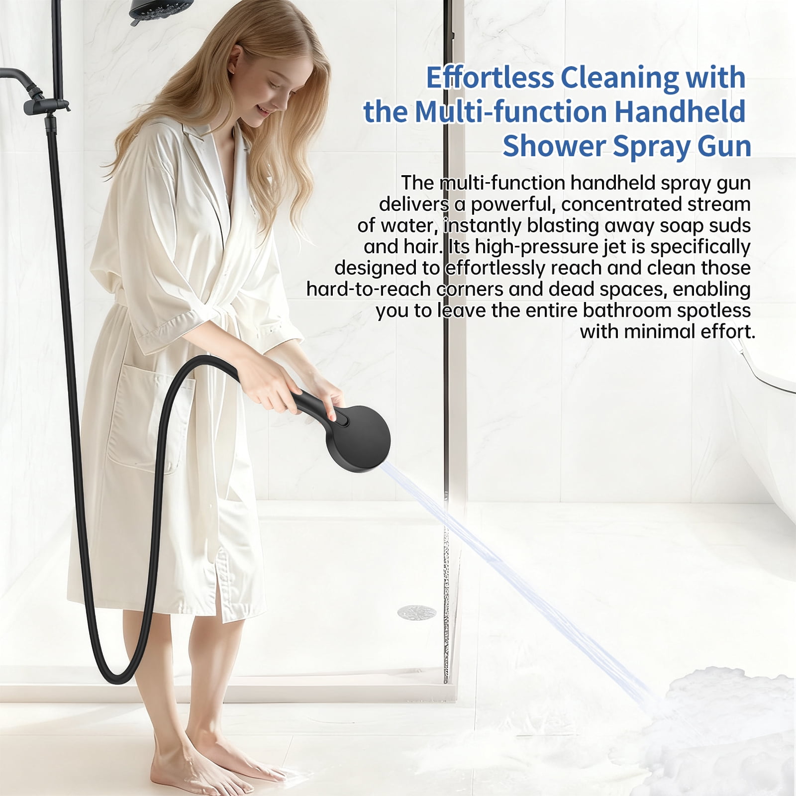 Joyrain Multi-angle adjustable showerhead& Handheld High-pressure 8 Spray Modes Shower Head, Rain Shower Combination with 90° Adjustable Extension Arm