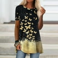 thumbnail image 2 of Blusa de manga corta con estampado de cuello redondo informal para mujer a la moda, Tops de verano Pompotops hkajfhjk462803, 2 of 5