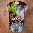 thumbnail image 2 of PMUYBHF T-Shirt Décontracté Mode Femme Col Rond Manches Courtes Imprimé Couleur 8178 L, 2 of 4