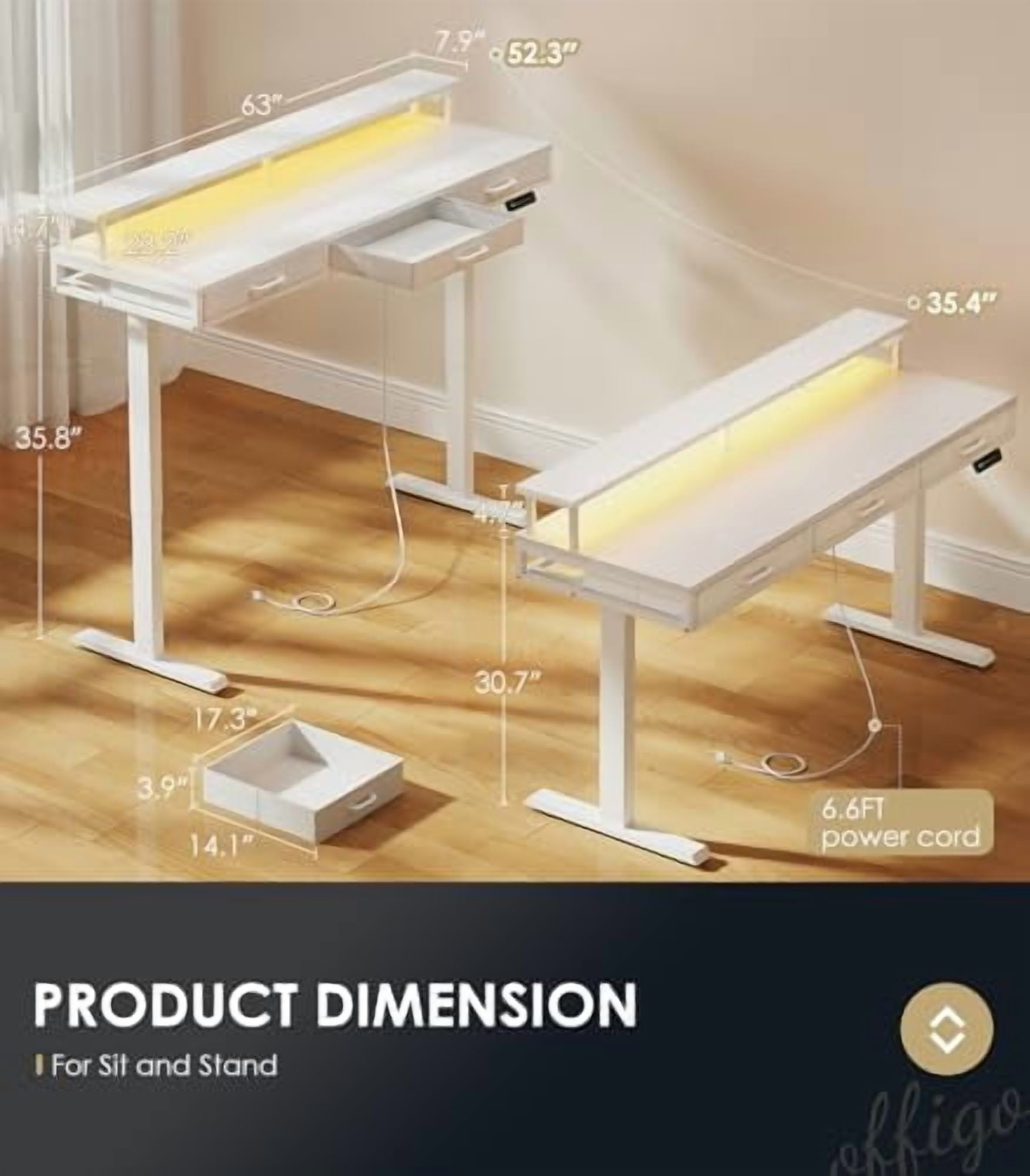 Buy Stand Steady Tranzendesk 55 Inch Standing Desk With Clamp On Shelf 2 Under Desk Drawers Crank Height Adjustable Stand Up Workstation With Attachable Monitor Riser Extra Storage 55 In Black