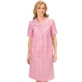 thumbnail image 2 of Bata de cuadros vichy para mujer, con detalles florales, cierre a presión y ribete de encaje, rosa, talla XXXL, 2 of 3