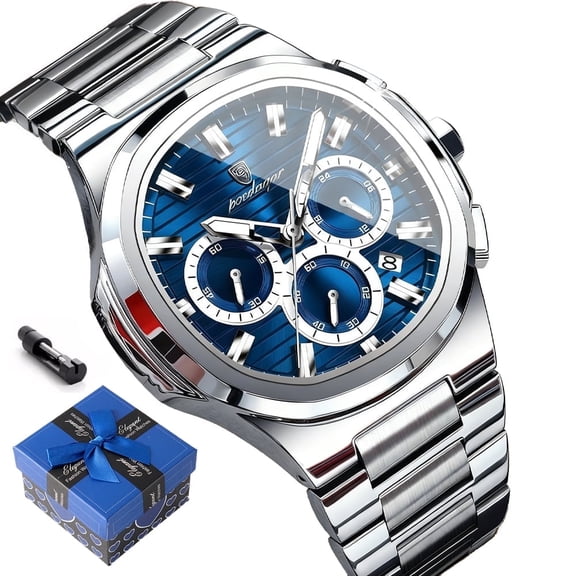 Poedagar Business Man Wristwatch Date Chronograph Waterproof Luminous Luxury Men Watch Stainless Steel Quartz Men's Watches Male