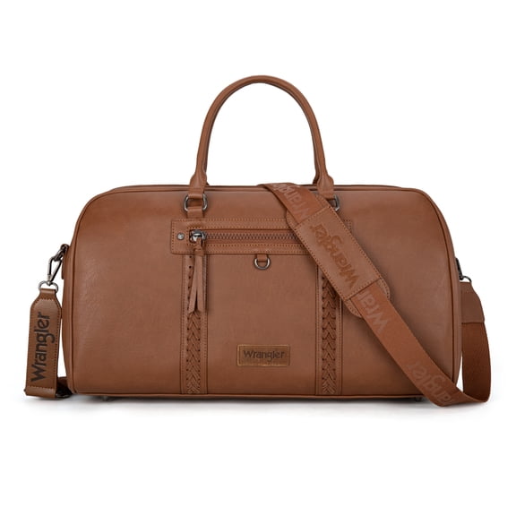 Wrangler Travel Duffel Bag Large Capacity Leather Luggage Bag Stylish and Durable Travel Bag, Brown