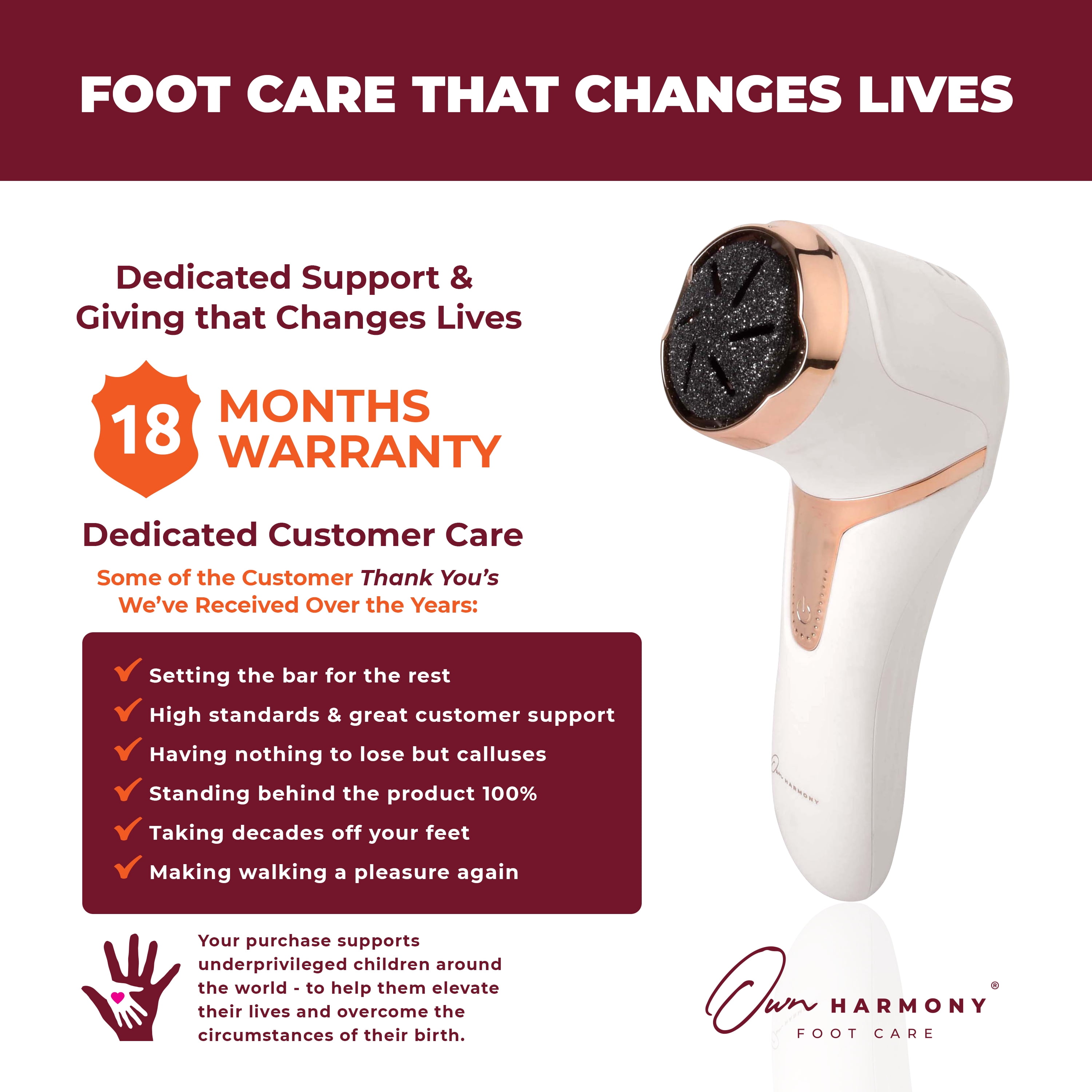 Own Harmony Electric Callus Remover with Vacuum - Foot Care for Women - Professional Pedicure Tools for Powerful Pedi Care Vac - 3 Rollers Electric Feet File CR2100 - Best for Hard Dry, Cracked Heels