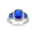 thumbnail image 1 of Three Stones Embraced Simulated Sapphire Cubic Zirconia Ring Sterling Silver 925, 1 of 2