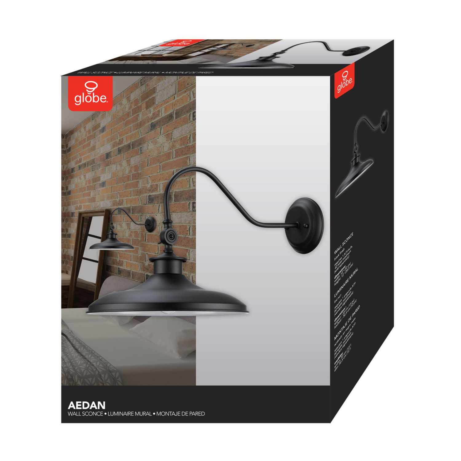 Aedan 1-Light Swivel Wall Sconce, Black Finish