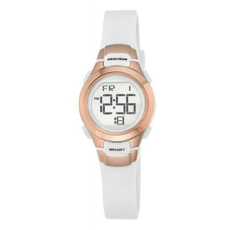 Sport Women's 45/7012RSG Rose Gold-Tone Accented Digital Chronograph White Resin Strap Watch
