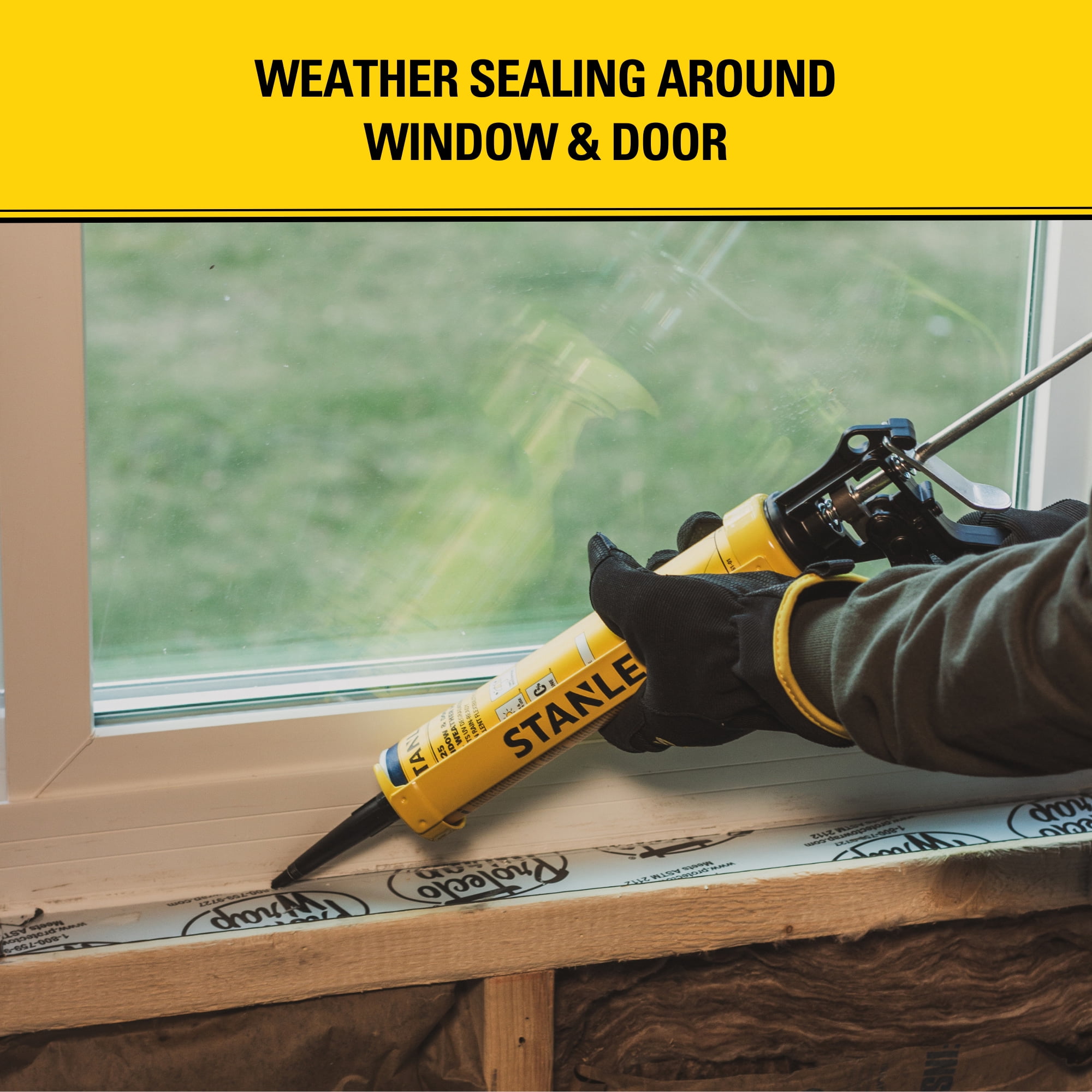 Stanley All Weather Pro Weatherseal Silicone Sealant,10.1 fl oz - Clear-12 Pack