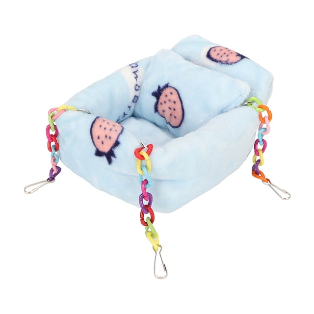 Hamster Hanging Cave Bed, Stable Hamster Hanging Warm Bed Comfortable Strawberry Pattern Plush Color Chain With Small Pillow For Sleeping For Hedgehog S,M,L