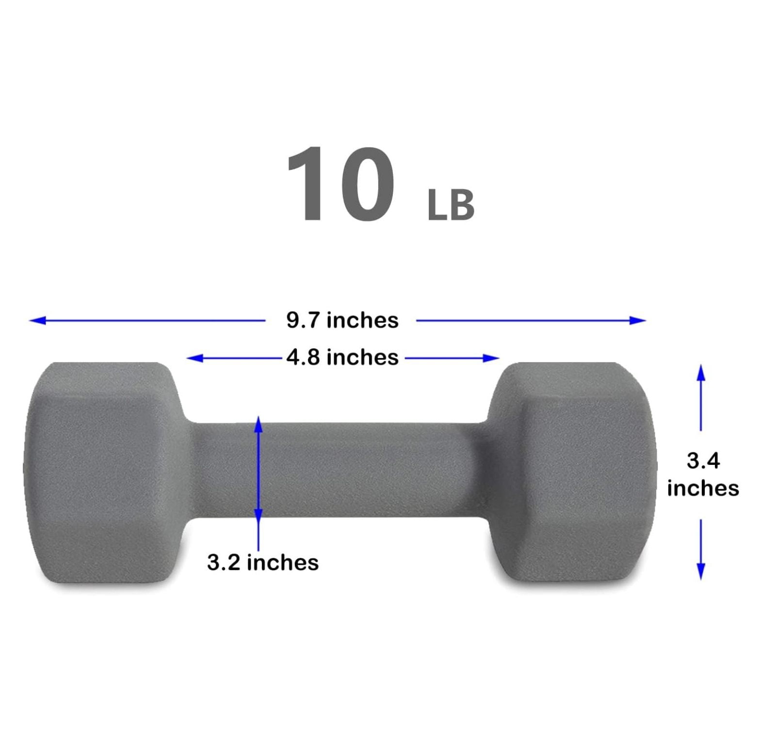 10LB Set of 2 Hex Dumbbells Rubber Coated Cast Iron Hex Black Dumbbell Free Weights for Exercises Neoprene Dumbbell Hand Weights Anti-Slip Anti-roll Hex Shape Colorful 10Lbs Pair