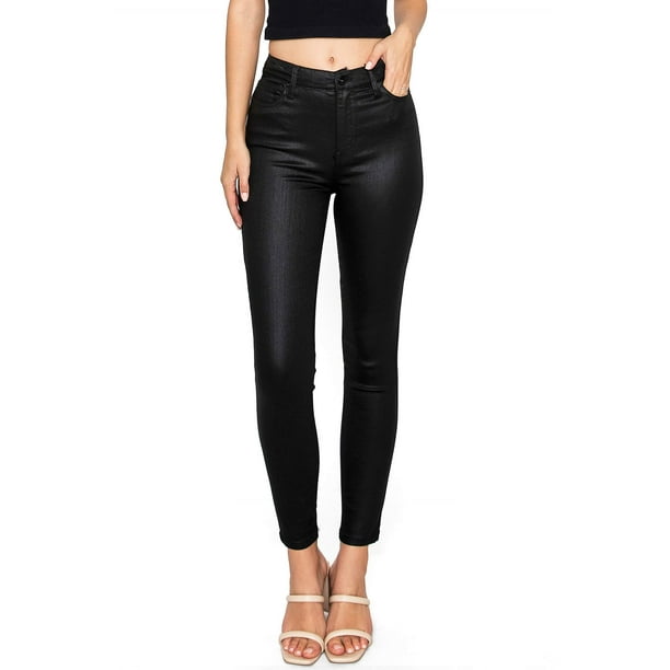 Kendall & Kylie High Waist Stretchy Faux Coated Skinny (9, Black) -