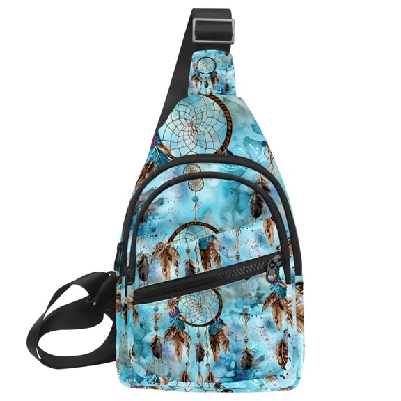 ERJLKXP Dream Catcher Blue Small Mens Women Crossbody Chest Bag, Travel Over Shoulder Sling Bag Backpack Men Side Bag,Daypack